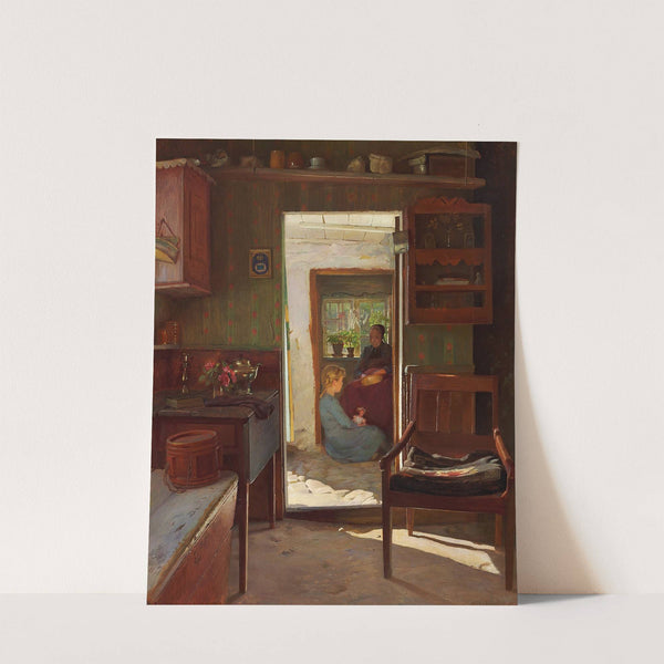 En lille pige og hendes bedstemoder i en døråbning by Gustav Vermehren