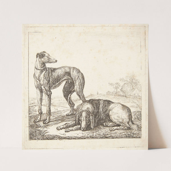 En mynde og en liggende hund by Simon de Vlieger