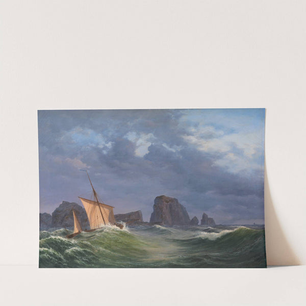 En shetlandsk fiskerbåd i stormfuldt vejr nord for Orkneyøerne (1842) by Anton Melbye