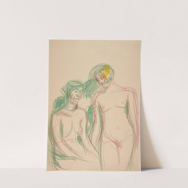 En siddende og en ståendelig kvindelig model by Harald Giersing