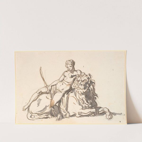 En sort afrikansk kvinde, hvilende på en løve Allegori på Afrika by Nicolai Abildgaard