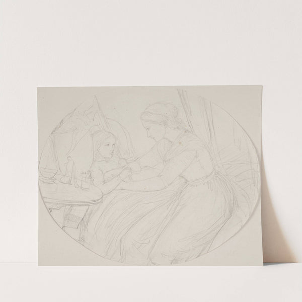 En ung kvinde ved et sygt barns seng by Elisabeth Jerichau Baumann