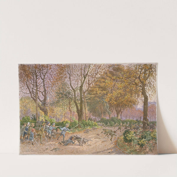 Enfants jouant à la guerre dans le square de la mairie du 14ème arrondissement by Félix Brard