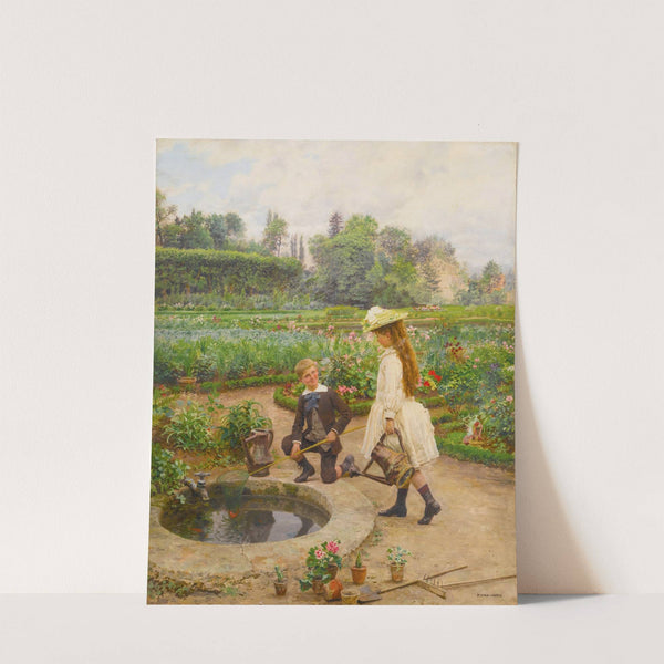 Enfants près du bassin by Marie-François Firmin-Girard