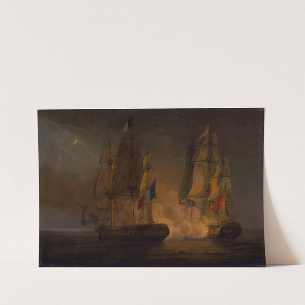 Engagement between HMS Amelia and French frigate l'Arethuse, off the Isles of Loss, 1813 by Thomas Whitcombe