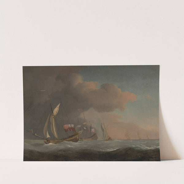 English Royal Yachts at Sea in a Strong Breeze, in Company with a Ship Flying the Royal Standard by Willem van de Velde the Younger