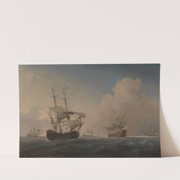 English Warships Heeling in the Breeze Offshore by Willem van de Velde the Younger