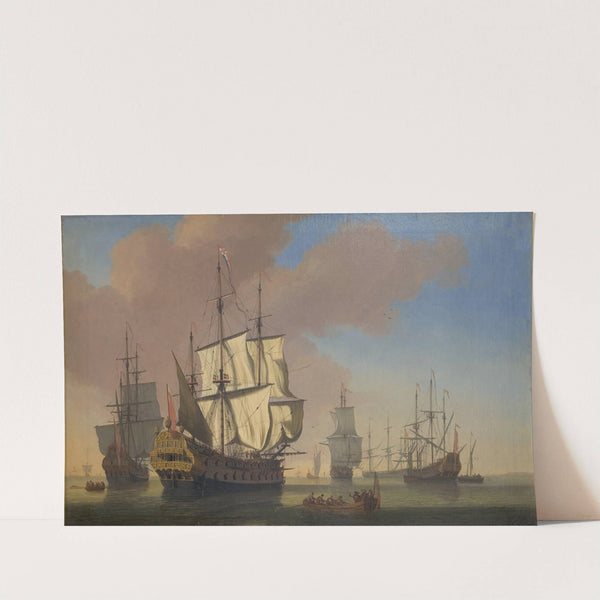 English Warships in a Roadstead in Calm Weather by Jan Karel Donatus van Beecq