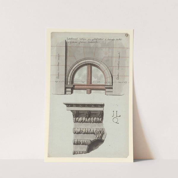 Entablement rustique avec pétrifications et bossages taillés de glaçons ; Croisée cintrées (1786) by Jean Jacques Lequeu