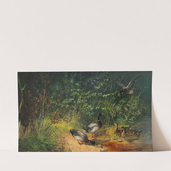 Enten am Teich (Ca. 1880-90) by Julius Scheuerer