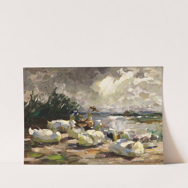 Enten am Ufer (schöne Wolkenstimmung) (1914) by Alexander Koester
