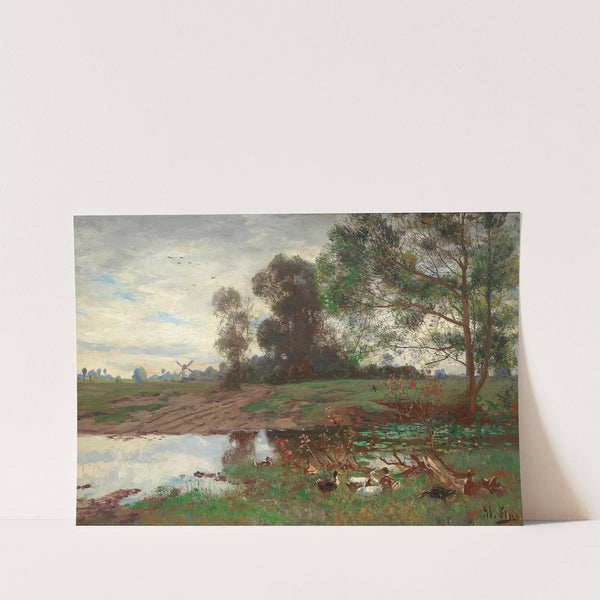 Enten am Weiher by Adolf Lins