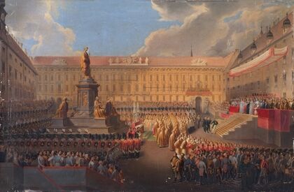 Enthüllung des Denkmals für Kaiser Franz I. von Österreich am 19. Juni 1846 auf dem Wiener Franzensplatz