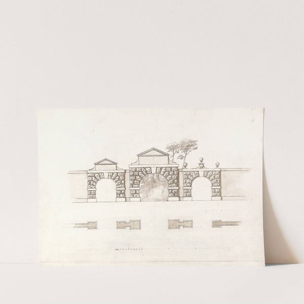 Entrance Screen at Stowe House, Buckinghamshire: Elevation and Plan by William Kent