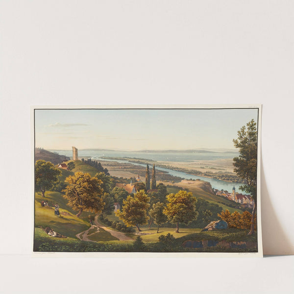 Entrée du Rhin dans le lac de Constance avec la ville et la Ruine de Rheineck by Johann Ludwig Bleuler