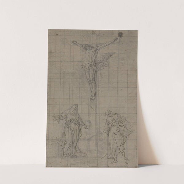 Entwurf für eine Kreuzigungsgruppe mit Johannes, Maria und Magdalena. by Ignaz Günther