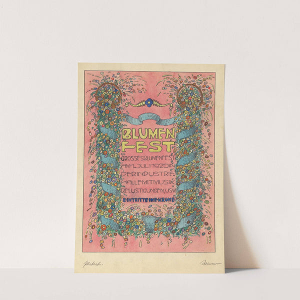 Entwürfe Plakat 'Blumen fest Grosses Blumenfst Am 1. Juli 1920 in Der Industrie halle mit Musik belustigungen, usw. Eintritt eine Krone' by Karl Wiener