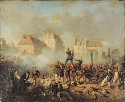 Épisode de la révolution de 1848; officier commandant le feu aux hommes