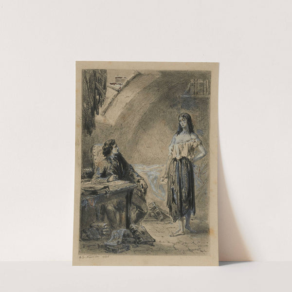 Eponine chez Marius Une rose dans la misère (1865) by Alphonse Marie De Neuville