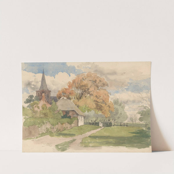 Erf bij een dorpskerk by Julius Jacobus van de Sande Bakhuyzen