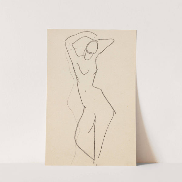 Esquisse de femme nue debout de face, bras au-dessus de la tête (1905-1907) by Amedeo Modigliani