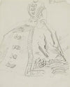 Esquisse de figure assise en robe à noeuds et falbalas, (1864-1874)