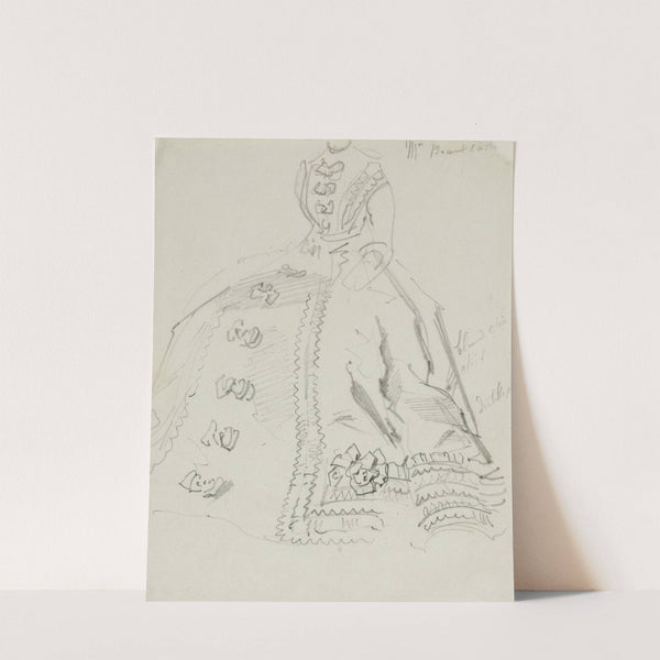Esquisse de figure assise en robe à noeuds et falbalas, (1864-1874) by Anaïs Colin-Toudouze