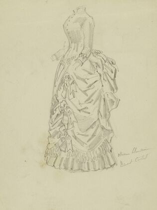 Esquisse d’une robe vue de profil de chez madame Bréant-Castel (1879-1889)