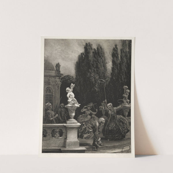 Essay on Stone with Brush and Scraper; Playing at Hoops on the Castle Terrace (1851) by Adolph von Menzel