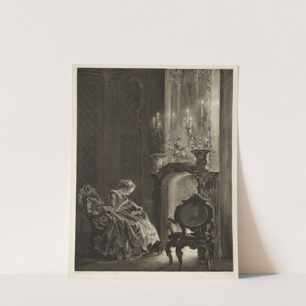 Essay on Stone with Brush and Scraper; Woman Reading at the Fireside (1851) by Adolph von Menzel