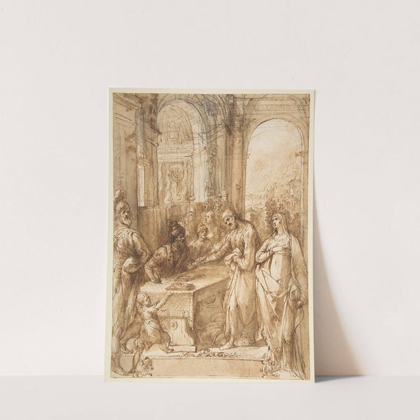 Esther and Mordecai before King Ahasuerus (Esther 8;1- 12) by Giovanni de' Vecchi