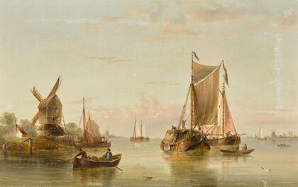 Estuary Scene with Coastal Vessels