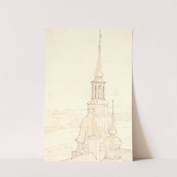 Et af de to små tårne på Frederiksborg. by Christen Købke