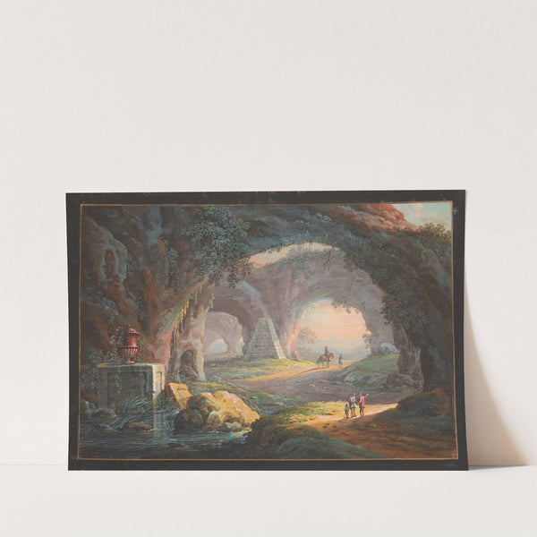 Et fantasilandskab med antikke ruiner og figurer by Margaretha Barbara Dietzsch