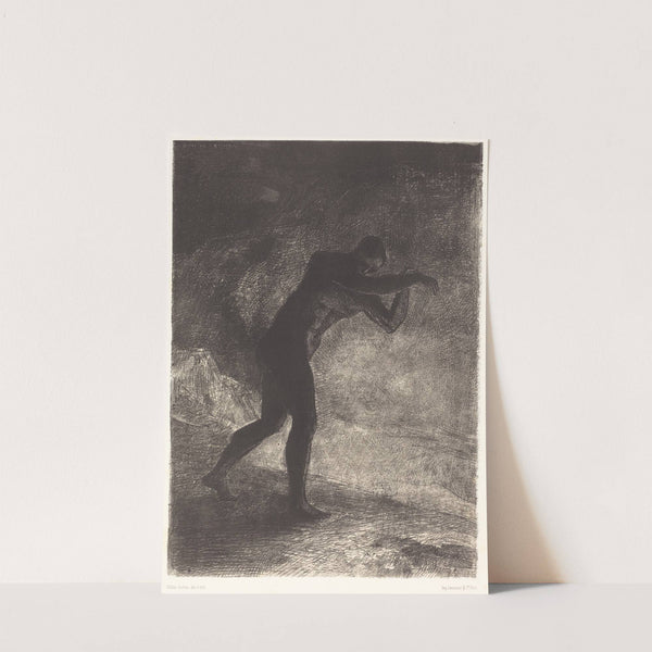 Et l'homme parut, interrogeant le sol d'ou il sort et qui l'attire, il se fraya la voie vers by Odilon Redon