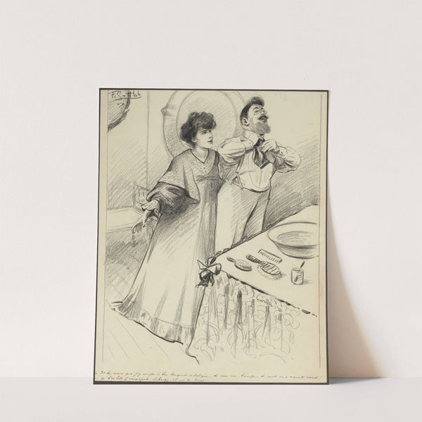 Et tu crois que j’y coupe à ton banquet artistique, tu vas me tromper, tu mets une cravate neuve – qu’t’es bête, j’ (1907) by Fernand Louis Gottlob