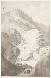 Et vandfald ved St Pierre d’Entremont, Grand St Bernard Schweiz