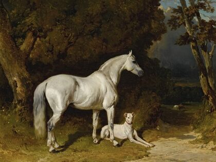Etalon Gris Et Lévrier (Couché Au Bord De L’allée)