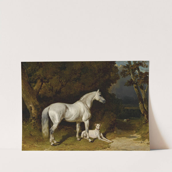 Etalon Gris Et Lévrier (Couché Au Bord De L’allée) by Alfred De Dreux