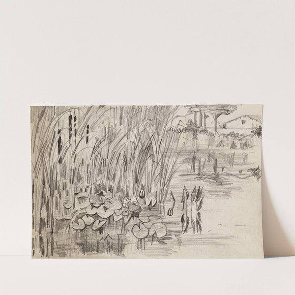 Etang avec des nénuphars et des roseaux by Arthur-Joseph Gueniot