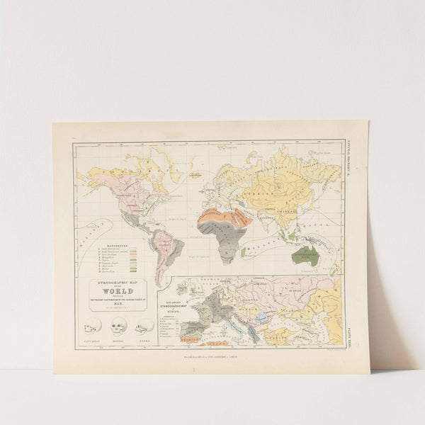 Ethnographic map of the world showing the present distribution of the leading races of man by Alexander Keith Johnston