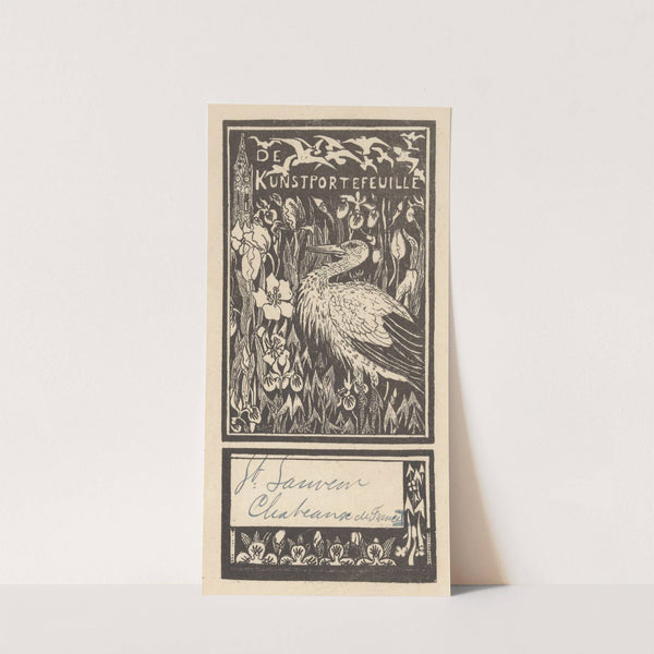 Etiket met ooievaar by Theo van Hoytema