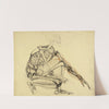 Etude anatomique. Squelette d’homme accroupi, vers la droite by Arthur-Joseph Gueniot