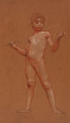 Etude de face de fillette nue debou
