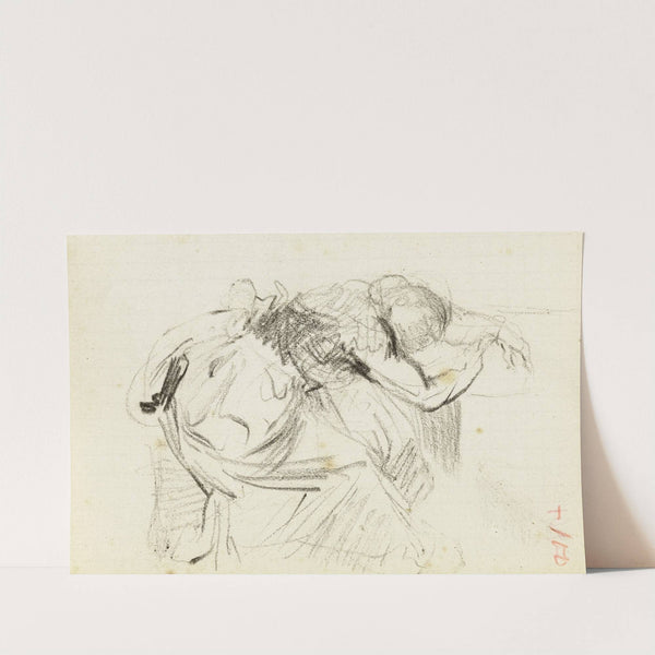 Etude de femme assise, l'avant du corps allongé sur une table, la tête dans les bras by Jean-Baptiste Carpeaux