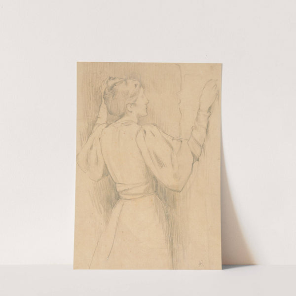 Etude de femme en costume moderne, les bras levés by Ary Ernest Renan