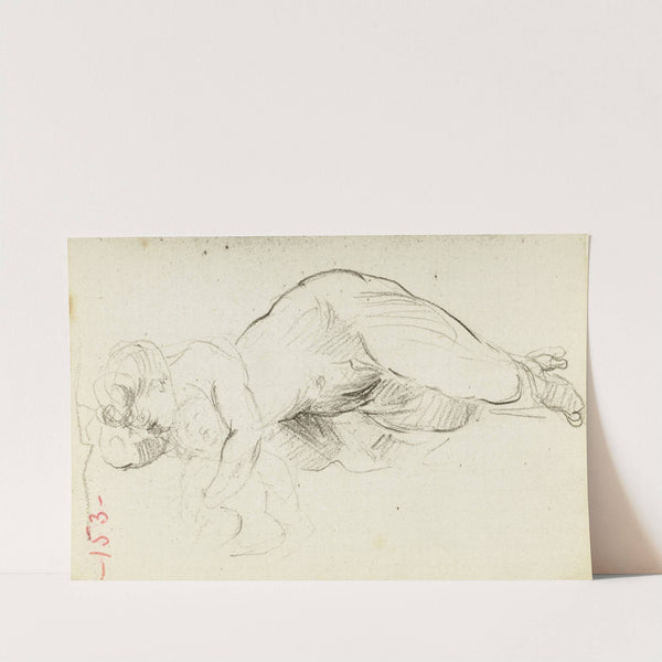 Etude de femme nue allongée avec un bébé by Jean-Baptiste Carpeaux