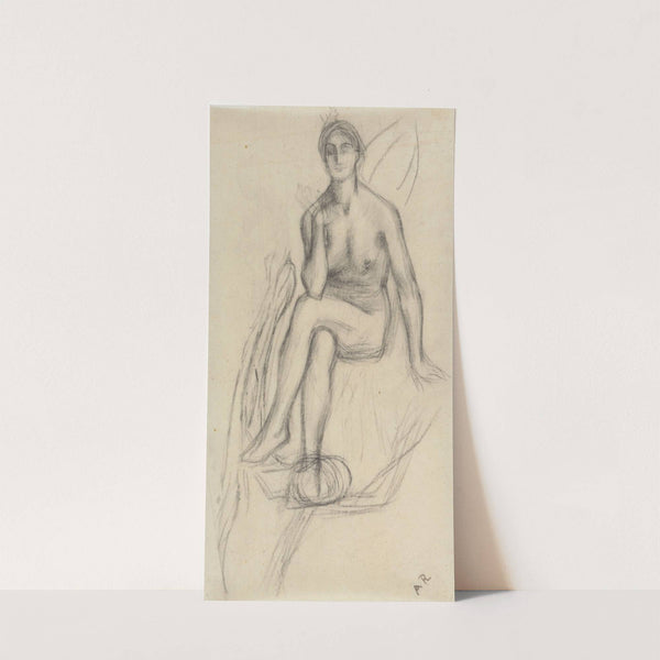 Etude de femme nue assise de face by Ary Ernest Renan