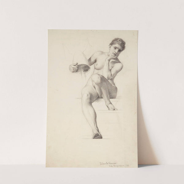 Etude de femme nue assise, la tête appuyée by François Emile Ehrmann