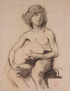 Etude de jeune homme assis tenant quelque chose entre ses mains